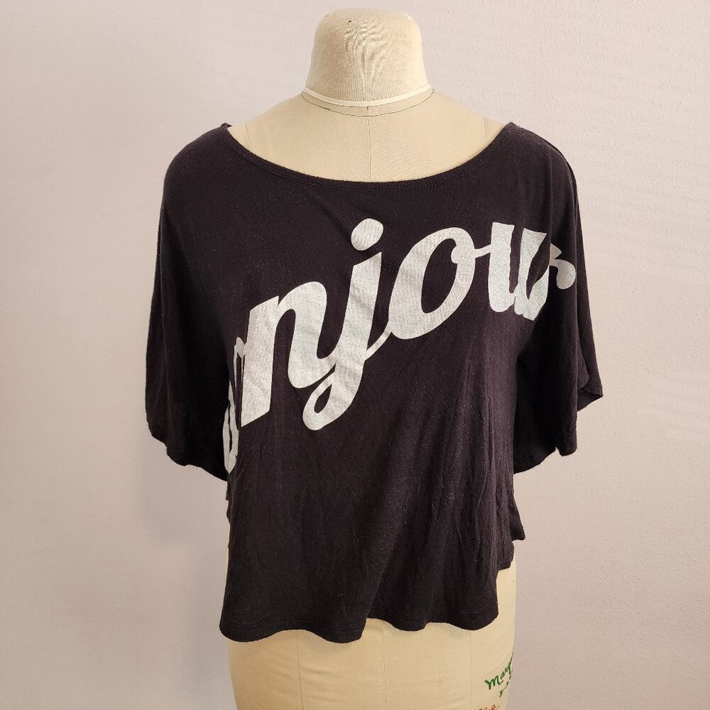 "Bonjour" Crop Top, size junior's M